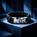 Thin Blue Line Paracord Bracelet, Cobra Knot Survival Bracelet, Police Officer Gift, Law Enforcement Support Band, Handmade Wristband
