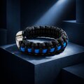 Thin Blue Line Paracord Bracelet, Cobra Knot Survival Bracelet, Police Officer Gift, Law Enforcement Support Band, Handmade Wristband