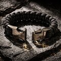 Thin (Olive) Green Line Paracord Bracelet, Cobra Knot, Veteran Made, Gunmetal Buckle