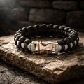 Thin Silver Line Paracord Bracelet | Corrections Officer Tribute | Cobra Knot | Veteran Made | Silver-tone Buckle