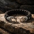 Thin Silver Line Paracord Bracelet | Corrections Officer Tribute | Cobra Knot | Veteran Made | Silver-tone Buckle