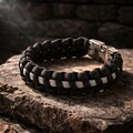 Thin Silver Line Paracord Bracelet | Corrections Officer Tribute | Cobra Knot | Veteran Made | Silver-tone Buckle