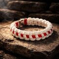 Thin Red Line (on White) Nurse Paracord Bracelet | Cobra Knot | Veteran Made | Silver-tone Buckle