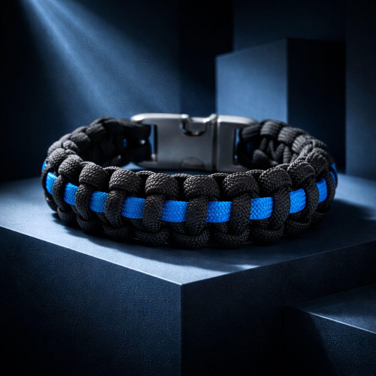 Thin Blue Line Paracord Bracelet, Cobra Knot Survival Bracelet, Police Officer Gift, Law Enforcement Support Band, Handmade Wristband