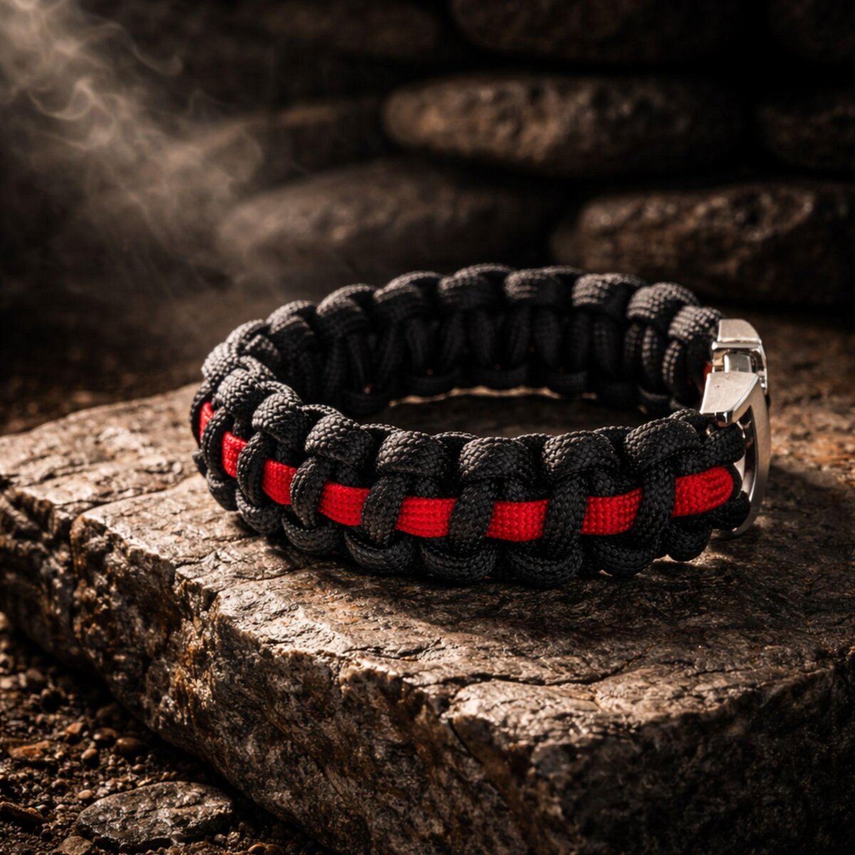Thin Red Line, 550 Paracord Survival Bracelet, Firefighter Support Gift