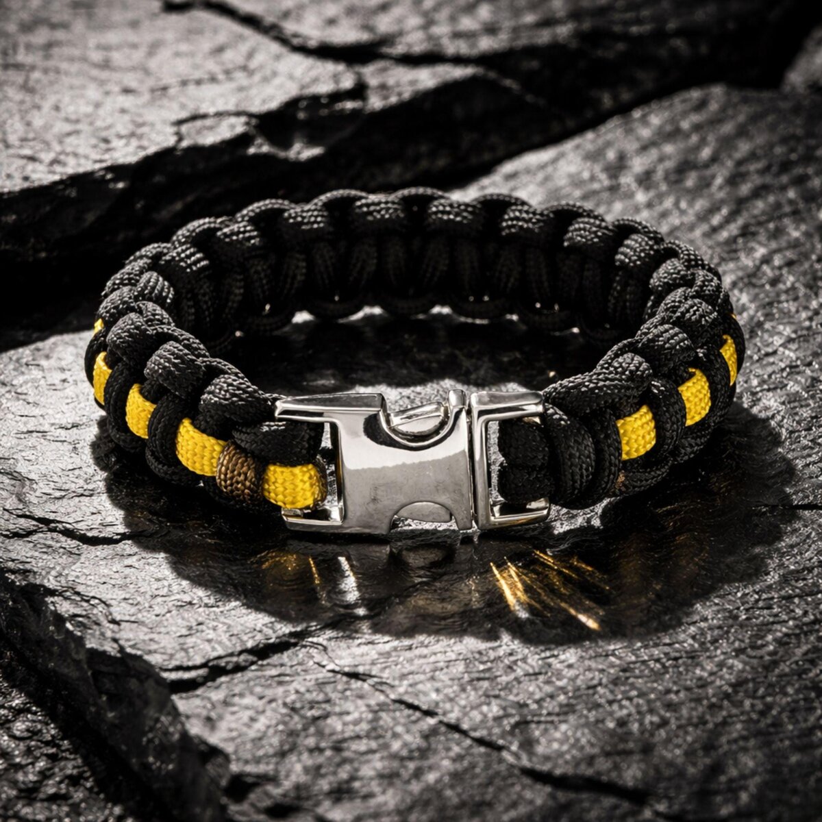 Thin Gold Line Paracord Bracelet - 911 Emergency Dispatcher Support