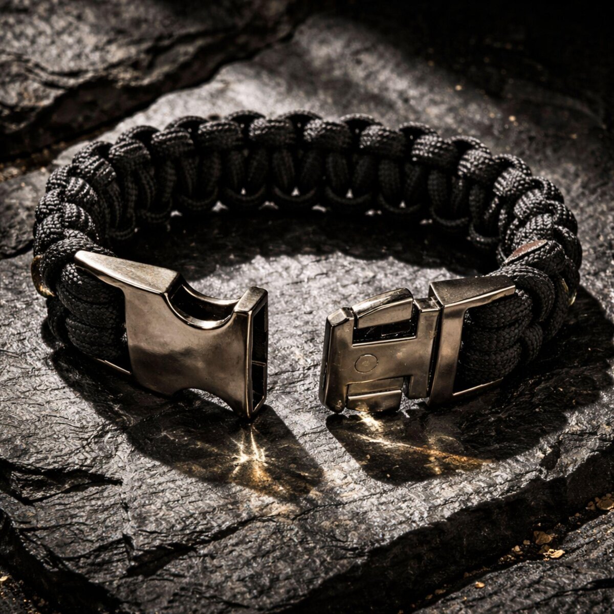 Thin (Olive) Green Line Paracord Bracelet, Cobra Knot, Veteran Made, Gunmetal Buckle
