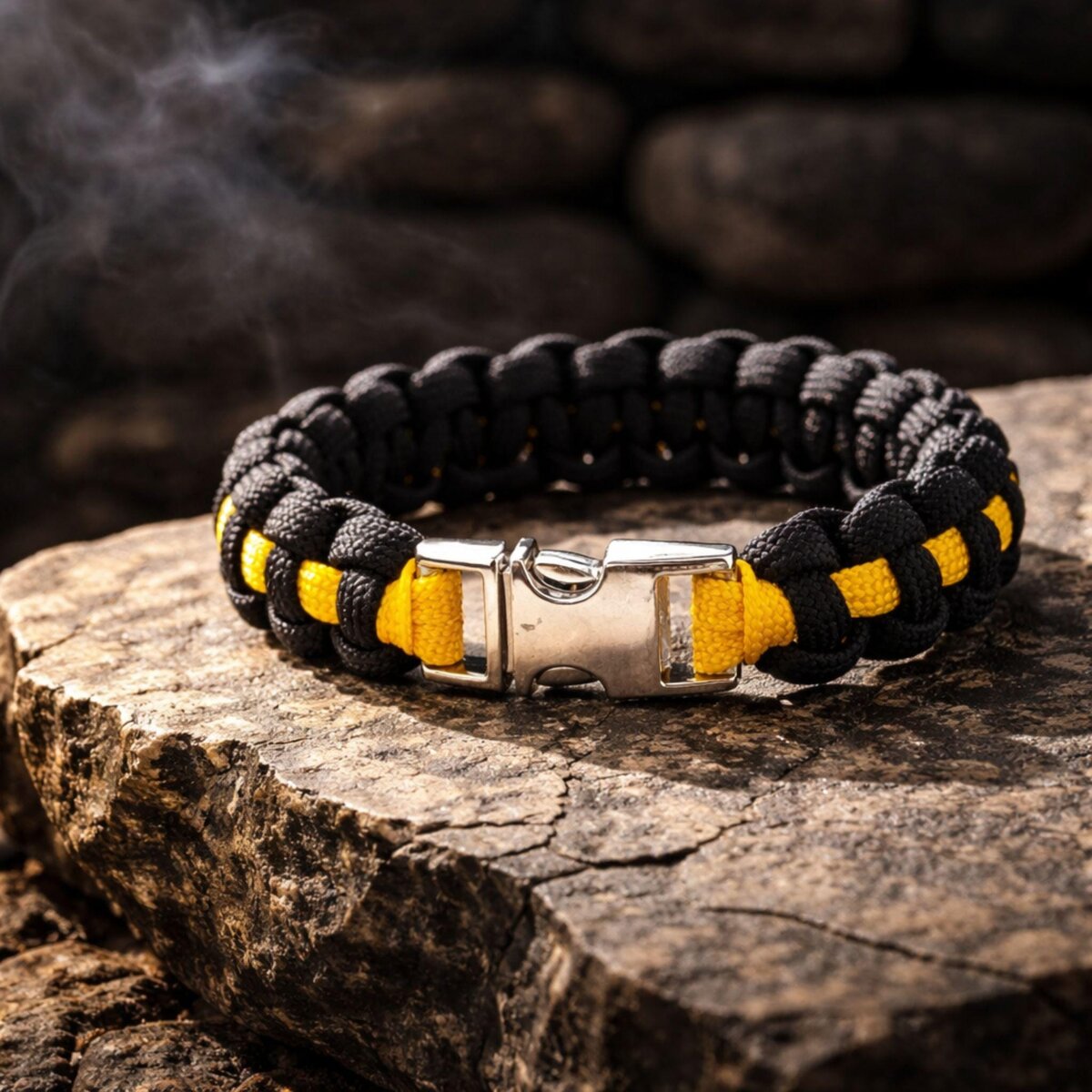 Thin Gold Line Dispatcher Paracord Bracelet | 911 Tribute | Cobra Knot | Veteran Made Gift