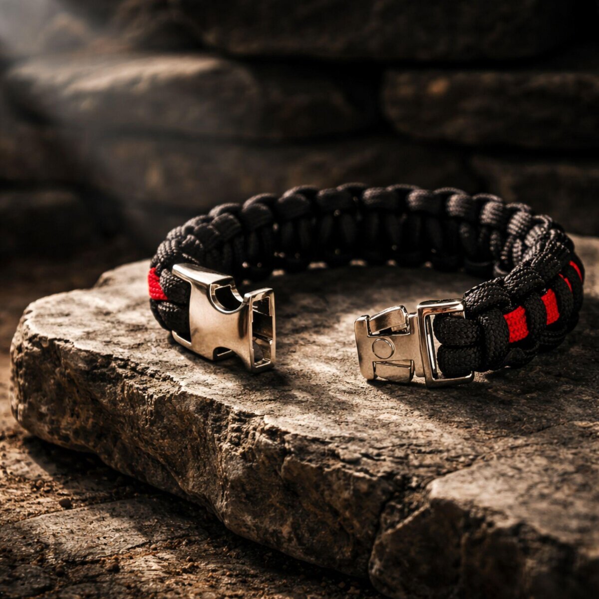 Thin Red Line, 550 Paracord Survival Bracelet, Firefighter Support Gift