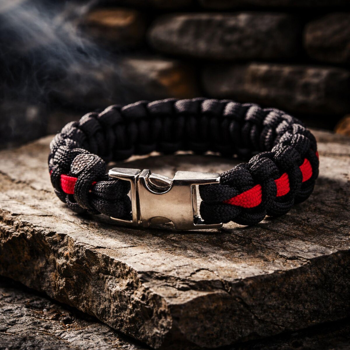 Thin Red Line, 550 Paracord Survival Bracelet, Firefighter Support Gift