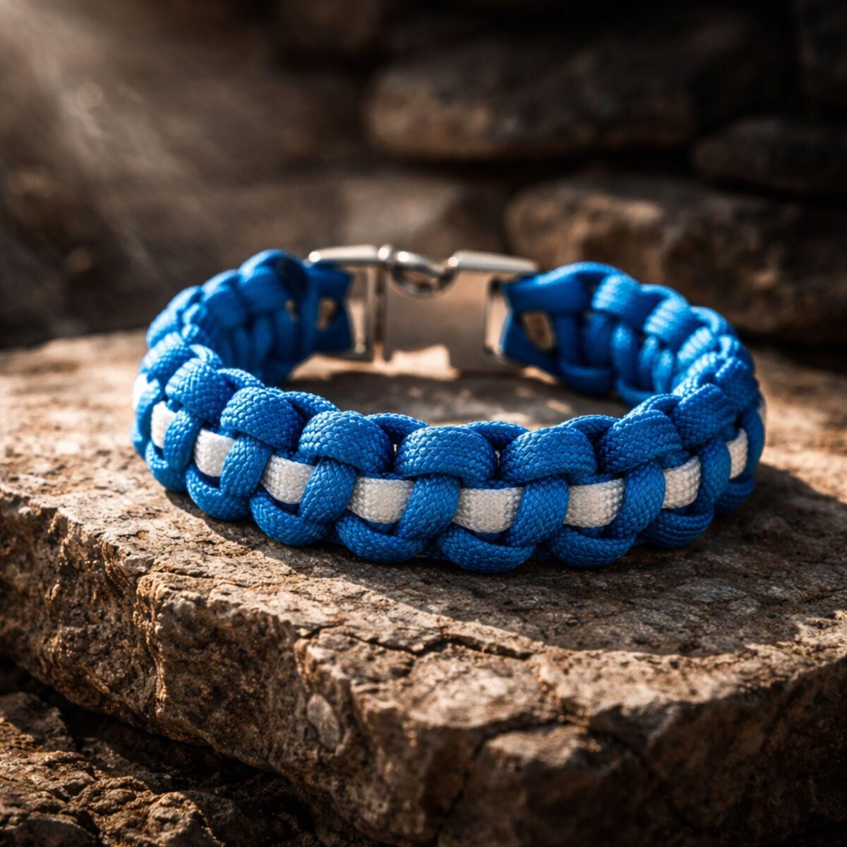 Thin White Line EMS Paracord Bracelet: Cobra Knot Survival Tactical Wristband
