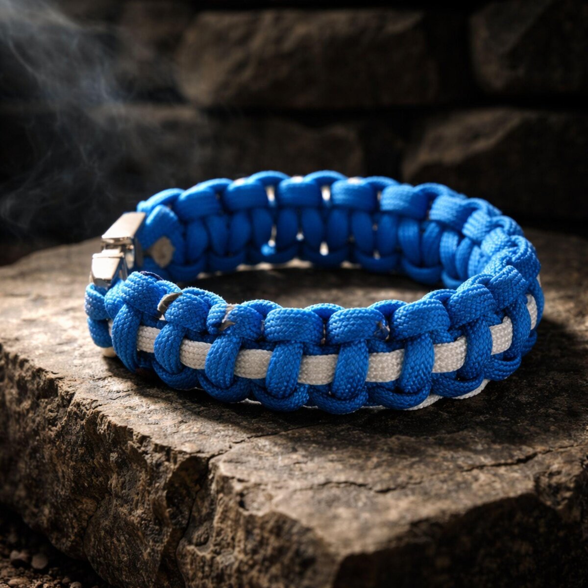 Thin White Line EMS Paracord Bracelet: Cobra Knot Survival Tactical Wristband