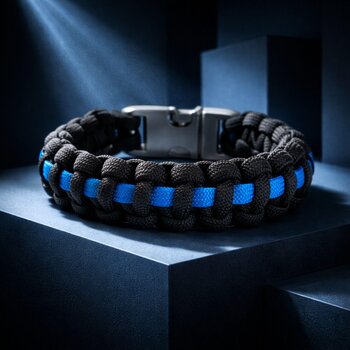 Thin Blue Line Paracord Bracelet, Cobra Knot Survival Bracelet, Police Officer Gift, Law Enforcement Support Band, Handmade Wristband