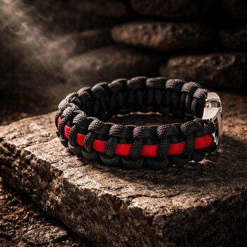 Thin Red Line, 550 Paracord Survival Bracelet, Firefighter Support Gift