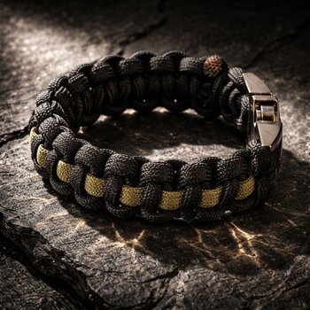 Thin (Olive) Green Line Paracord Bracelet, Cobra Knot, Veteran Made, Gunmetal Buckle