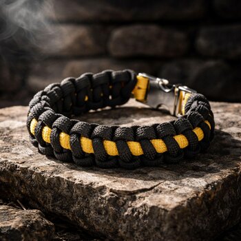 Thin Gold Line Dispatcher Paracord Bracelet | 911 Tribute | Cobra Knot | Veteran Made Gift