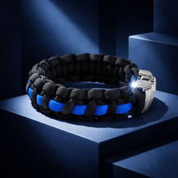 Thin Blue Line Paracord Bracelet, Cobra Knot Survival Bracelet, Police Officer Gift, Law Enforcement Support Band, Handmade Wristband