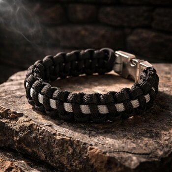 Thin Silver Line Paracord Bracelet | Corrections Officer Tribute | Cobra Knot | Veteran Made | Silver-tone Buckle